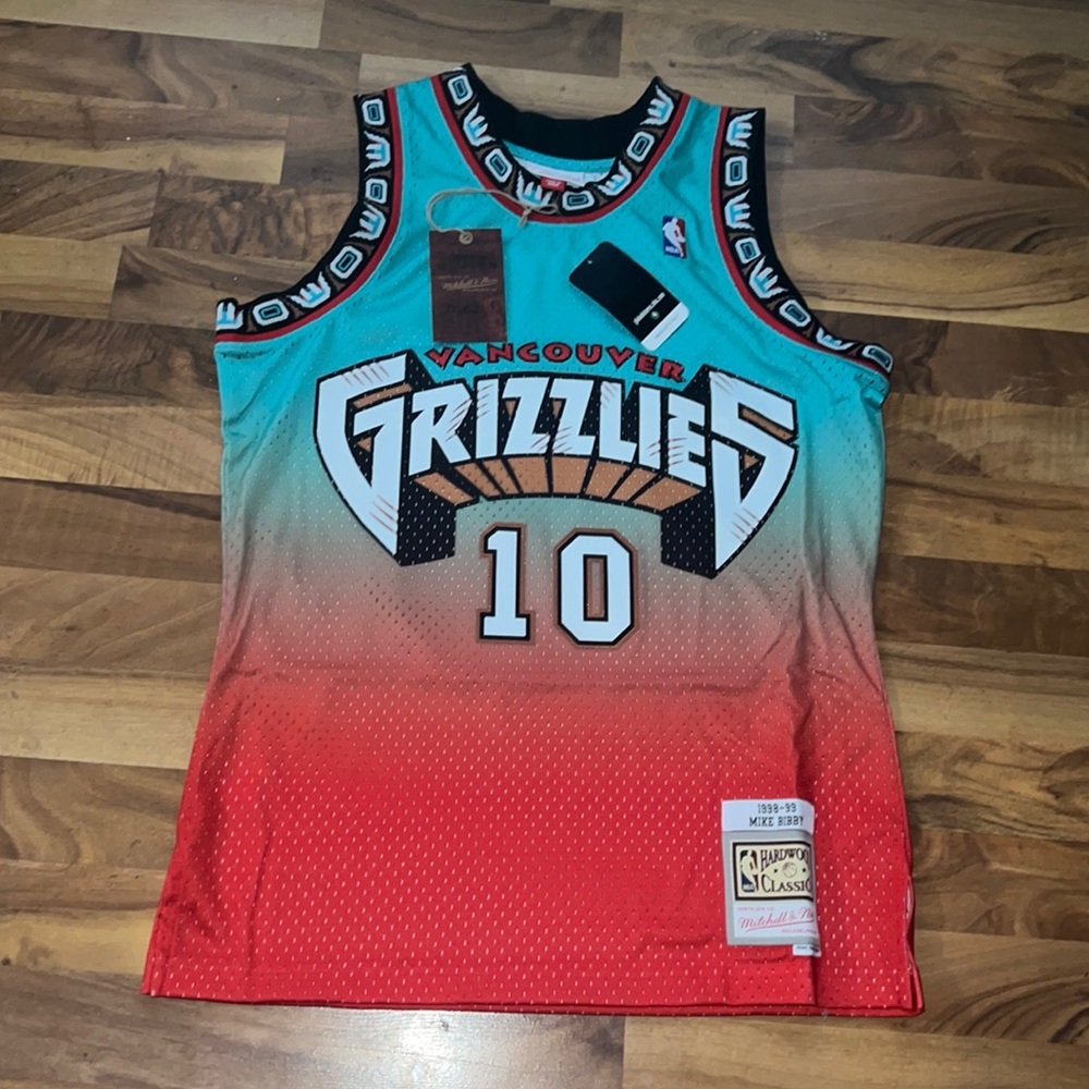 New Hardwood Classics Mike Bibby Vancouver Grizzlies  FADEAWAY Swingman Jersey